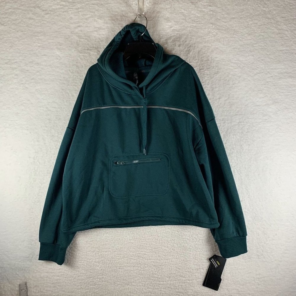 Hind Hoodie Women's XL Dark Teal Cotton Drawstring Long Sleeve Pullover 6773